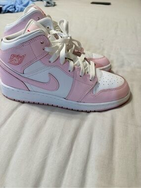 Jordan High-Top Sneakers in Pink and White